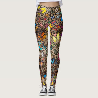 Leggings Leopard et papillons