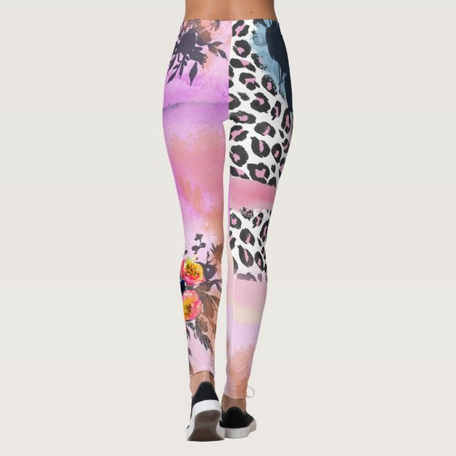 Leggings Léopard génial et guêtres florales (Dos)
