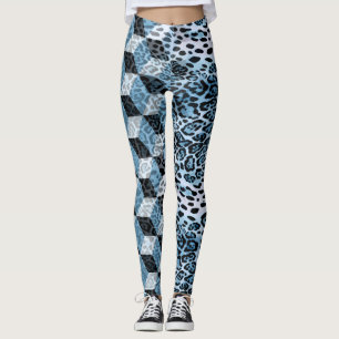 Leggings Léopard Géométrique, Design de peau animale.