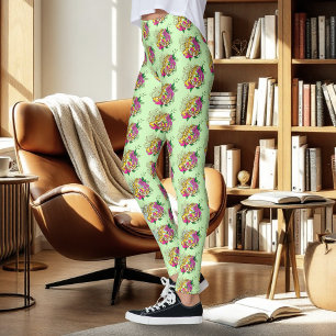 Leggings Léopard jaune Gecko Vert
