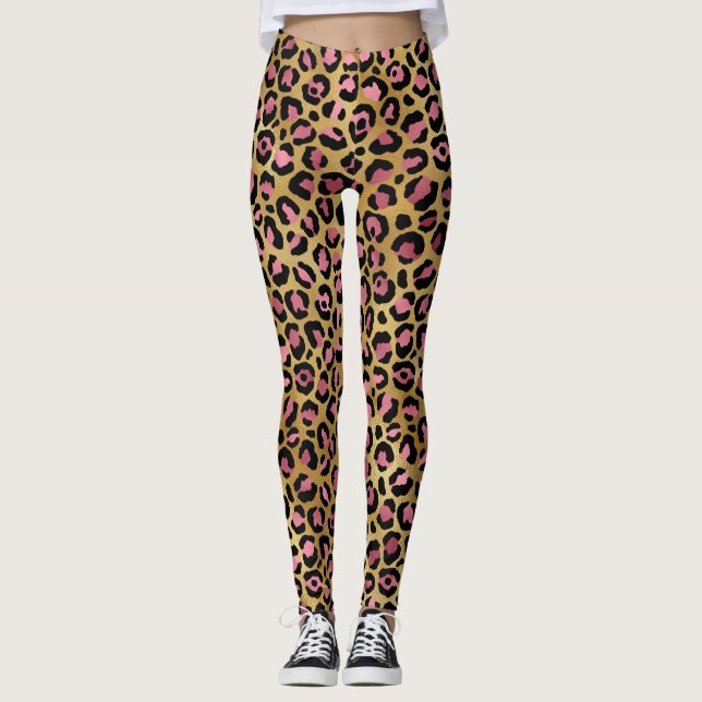 Leggings Leopard rose or (Devant)