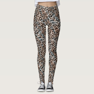 Leggings léopard, tendance, tacheté, brun