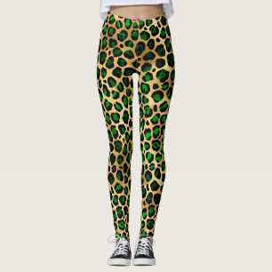 Leggings Leopard vert et or