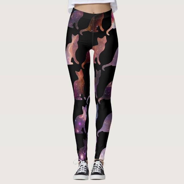 Leggings Les chats d'impression de galaxie ont modelé des (Devant)
