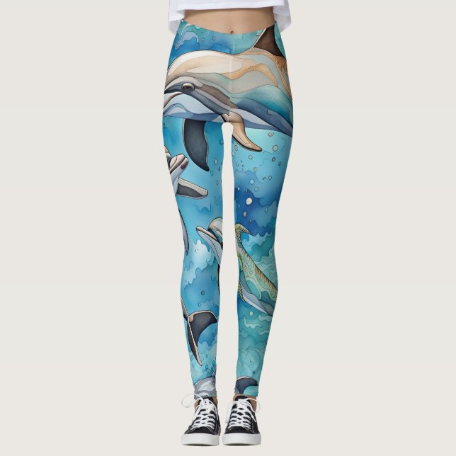 Leggings Les dauphins nageant dans la mer (Devant)