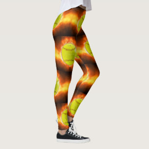 Leggings Les flammes de balle molle jaune de SlipperyJoe ra