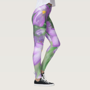 Leggings Les fleurs de crocus pourpres de la nature