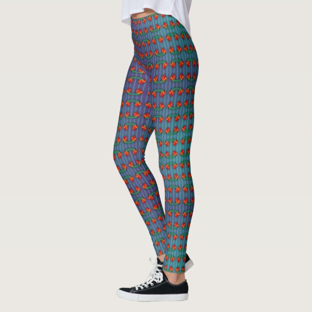 Leggings Les fleurs rouges ont le blues (Gauche)