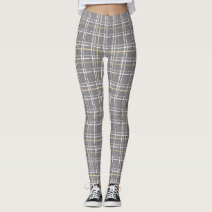 Leggings Les guêtres de plaid de femmes bronzages/jaunes d