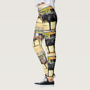 Leggings Les guêtres des femmes "quatre chevaux et un âne "