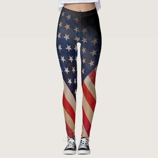 Leggings Les guêtres grunges de style de bannière étoilée (Devant)