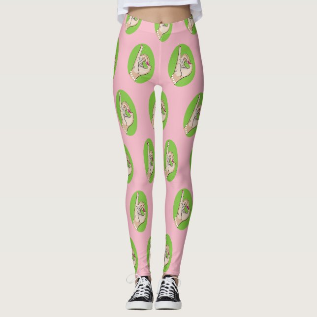 Leggings Les guêtres roses et vertes les plus mignonnes (Devant)