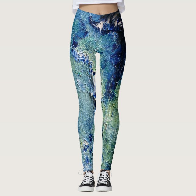 Leggings Les légendes de l'art Abstrait Turquoise (Devant)