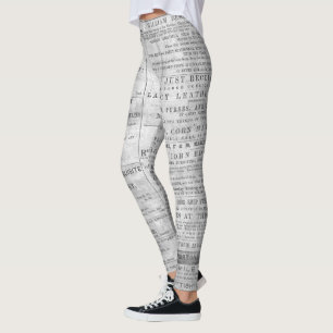 Leggings Les nouvelles de journal impriment le carreau