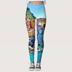 Leggings Les rêves de la falaise : les couleurs de Manarola