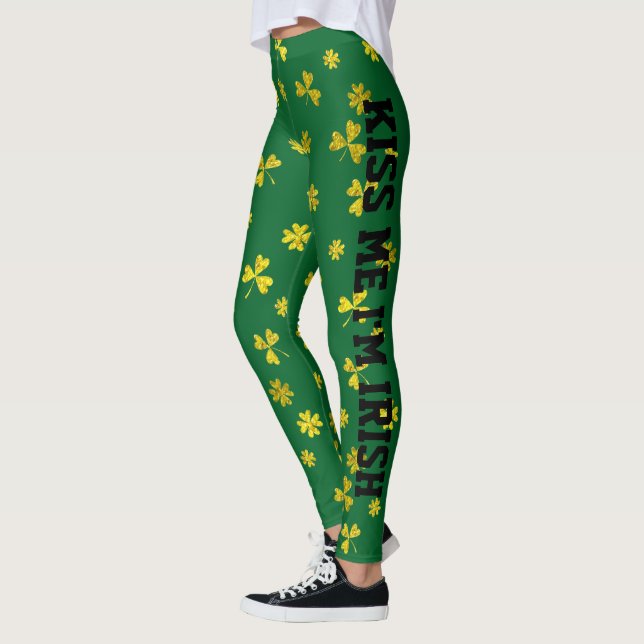 Leggings Les shamrocks d'or du jour de St Patrick (Gauche)