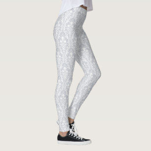 Leggings Les torrents floraux gris et blanc de la colombe