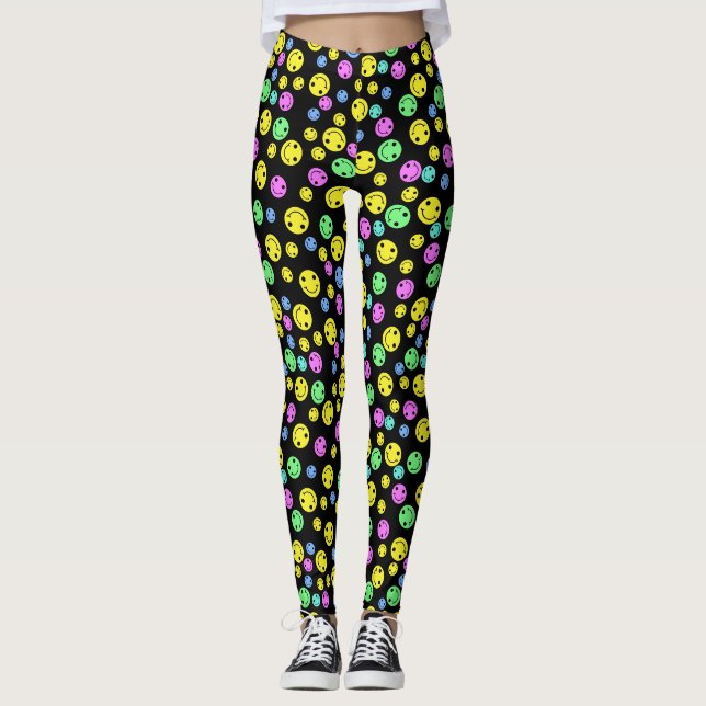 Leggings Les visages souriants noirs (Devant)