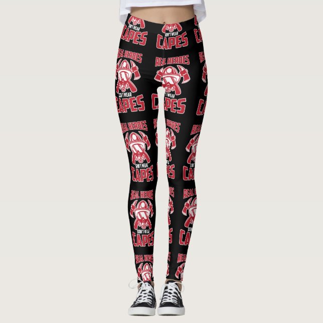 Leggings Les vrais héros ne portent pas de pompier Capes (Devant)