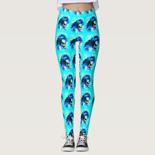 Leggings l'étalon de mustang dirige le bleu
