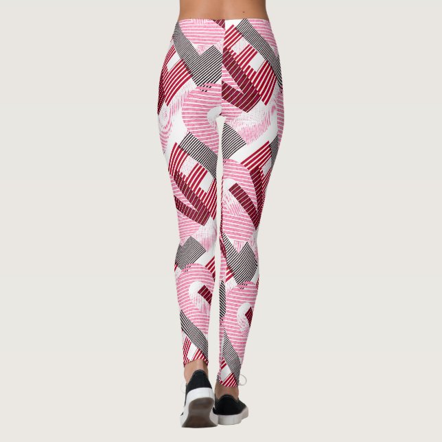 Leggings Lettre magenta géométrique d'amour (Dos)