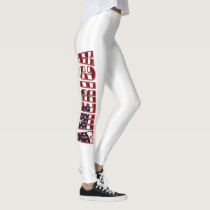Leggings Lettres Amérique Et Grandes Têtes Blanches