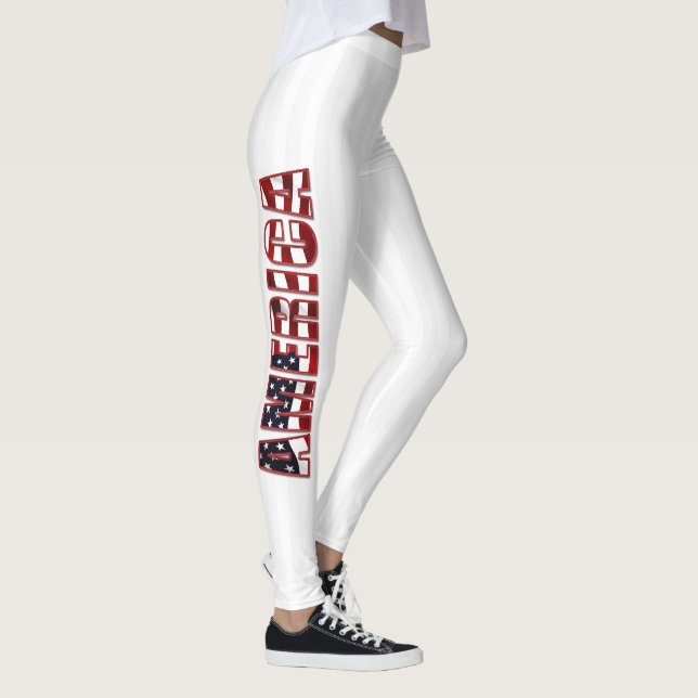 Leggings Lettres Amérique Et Grandes Têtes Blanches (Droite)