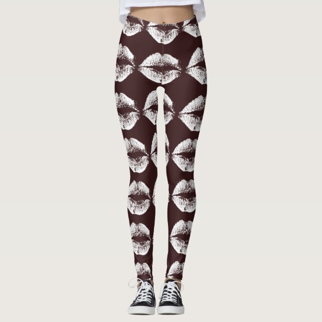 Leggings Lèvres blanches #25 (Devant)