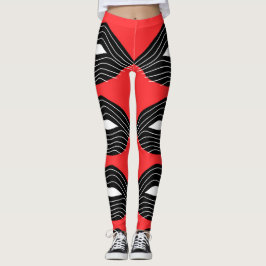Leggings Lèvres noires sur les guêtres rouges
