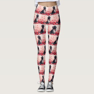 Leggings Lévrier Afghan avec des Roses - Saint-Valentin 