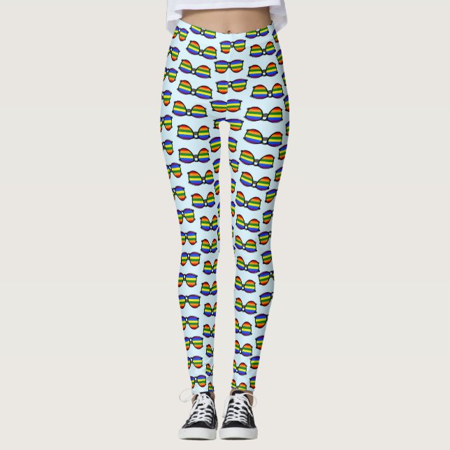 Leggings LGBT Pride Rainbow Couleur Lunettes Motif amusant (Devant)