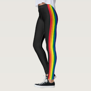 Leggings Lgbt rainbow rayures drapeau gay pride noir