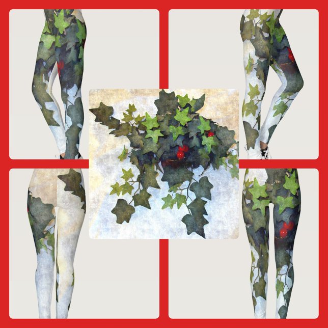 Leggings Lierre vert avec des baies rouges (Créateur téléchargé)