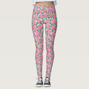Leggings ligne de bois de chien à fleurs roses tirant flora