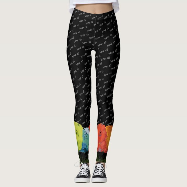 Leggings LIGNE de BOUFFE 6 guêtres de bouffes d'aquarelle (Devant)