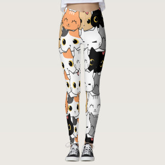 Leggings Ligne de coeur de Motif Cute Kawaii Cats