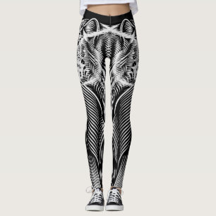 Leggings Ligne de léopard – Noir et Blanc Artistique