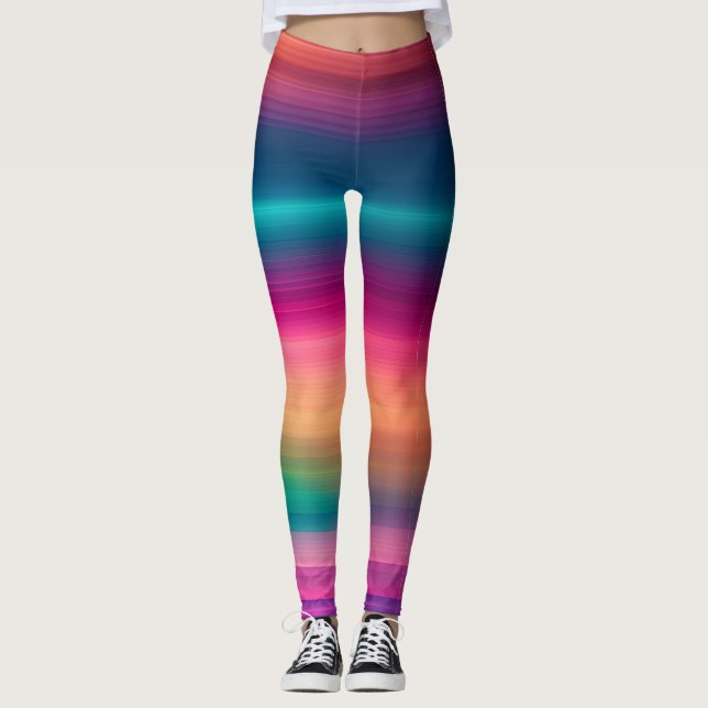 Leggings Ligne de texture arc-en-ciel Motif dégradé (Devant)
