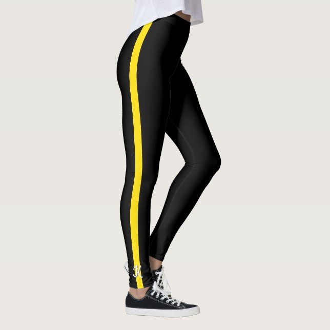 Leggings Ligne jaune mince initiale de monogramme (Droite)