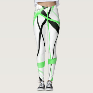 Leggings Ligne Moderne Géométrie Cool Blanche Noir Vert Cit