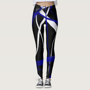 Leggings Lignes Abstraites Royal Blue et White