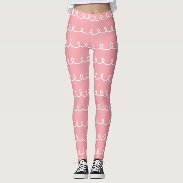 Leggings Lignes blanches roses (Devant)