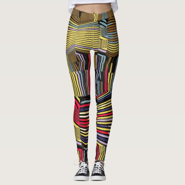 Leggings Lignes de Graffiti de néon mobile et porté (Devant)
