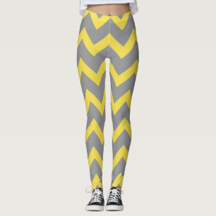 Leggings Lignes de motif gris-jaune Chevron rayées