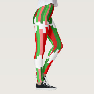 Leggings Lignes découpées - Rouge et vert
