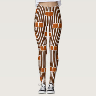 Leggings Lignes et boîtes Brown