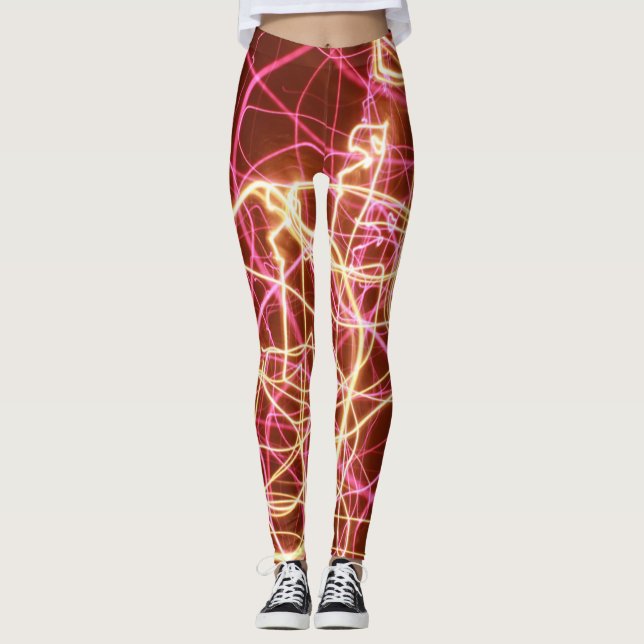 Leggings Lignes florescentes Abstraites (Devant)