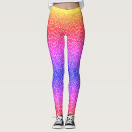 Leggings Lignes géométriques de courbe blanche sur bleu