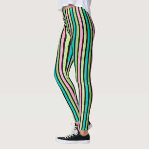 Leggings Lignes géométriques verticales arc-en-ciel pastel