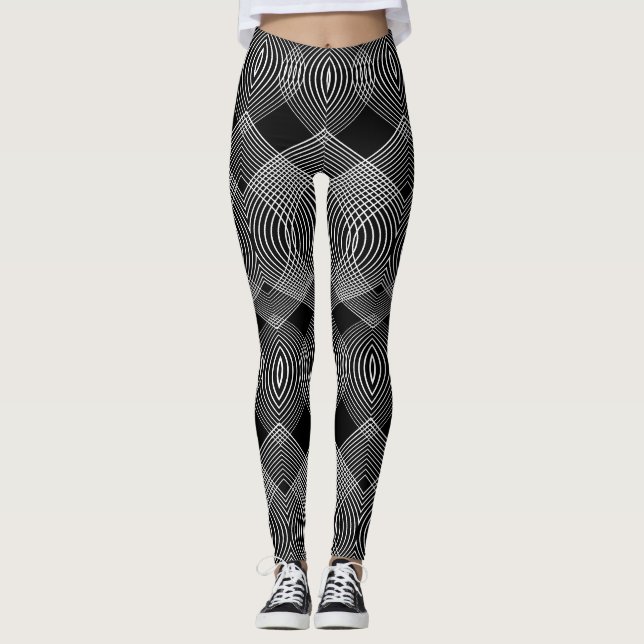 Leggings Lignes monochromes : Conception abstraite texturée (Devant)